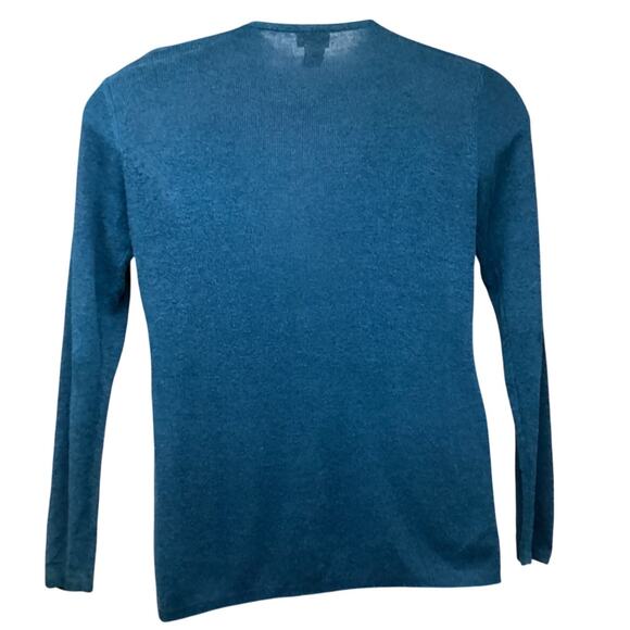 Eileen Fisher Petites Vintage Blue Linen Blend Cardigan Sweater 0/2 PP Stretch - Picture 2 of 6